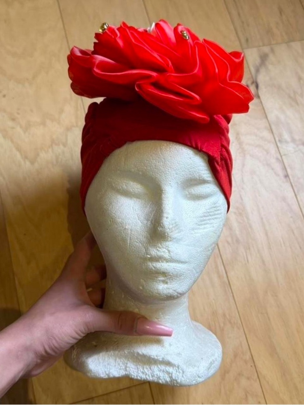 Red Floral Turban Headwrap for Women